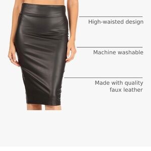 Elegant Black faux leather Skirt stretch